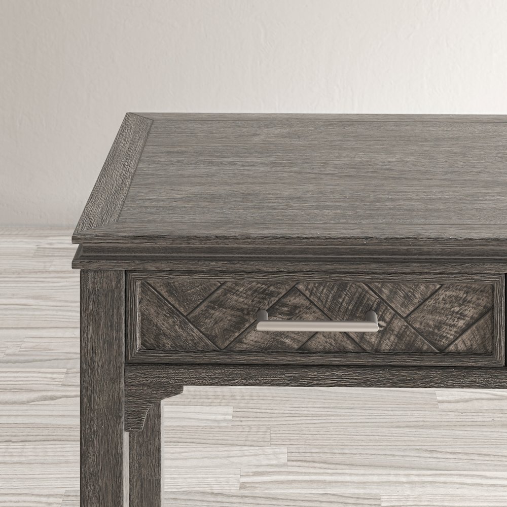 Gramercy Mid-Century Modern Chevron Three Drawer USB Charging Desk. Picture 3