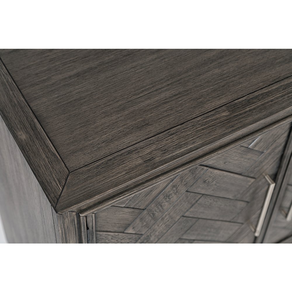 Gramercy Mid-Century Modern Chevron Three Door 60" Accent Cabinet. Picture 5