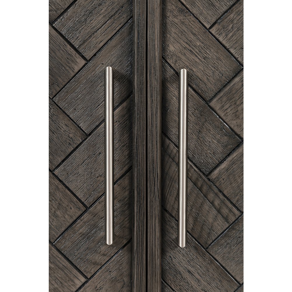 Gramercy Mid-Century Modern Chevron Three Door 60" Accent Cabinet. Picture 4