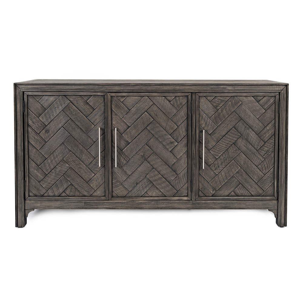 Gramercy Mid-Century Modern Chevron Three Door 60" Accent Cabinet. Picture 1