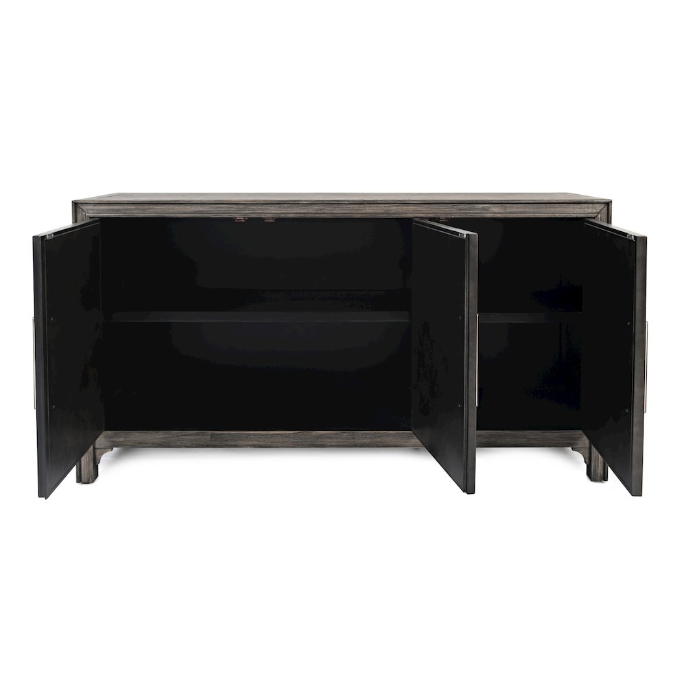 Gramercy Mid-Century Modern Chevron Three Door 60" Accent Cabinet. Picture 6