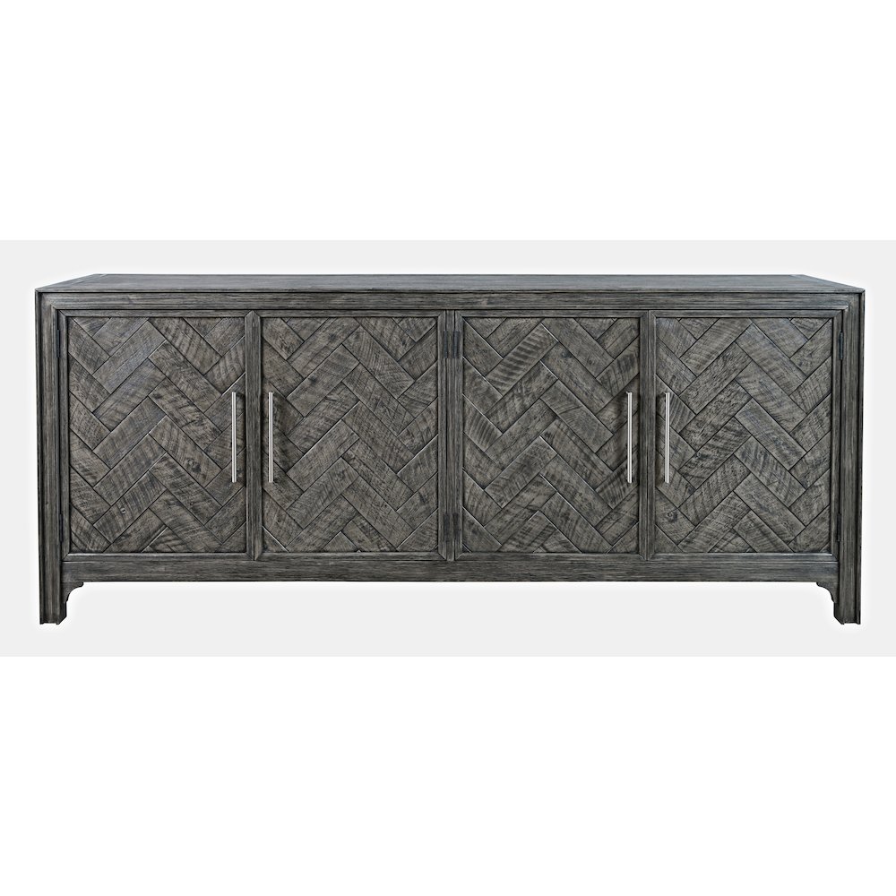 Gramercy Mid-Century Modern Chevron Four Door 79" Accent Cabinet. Picture 1