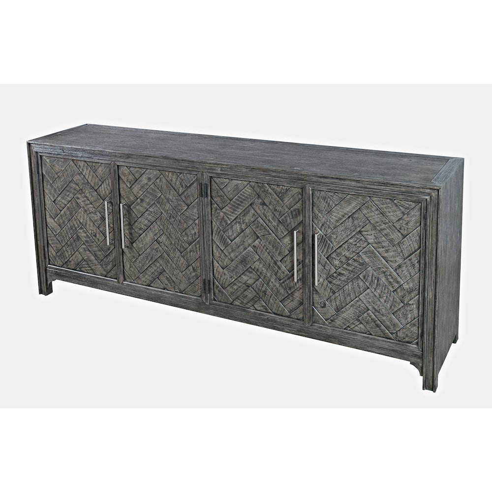 Gramercy Mid-Century Modern Chevron Four Door 79" Accent Cabinet. Picture 4