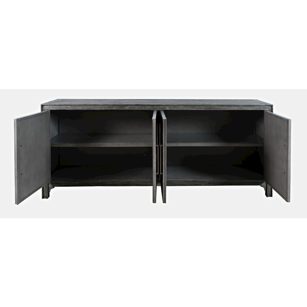 Gramercy Mid-Century Modern Chevron Four Door 79" Accent Cabinet. Picture 7