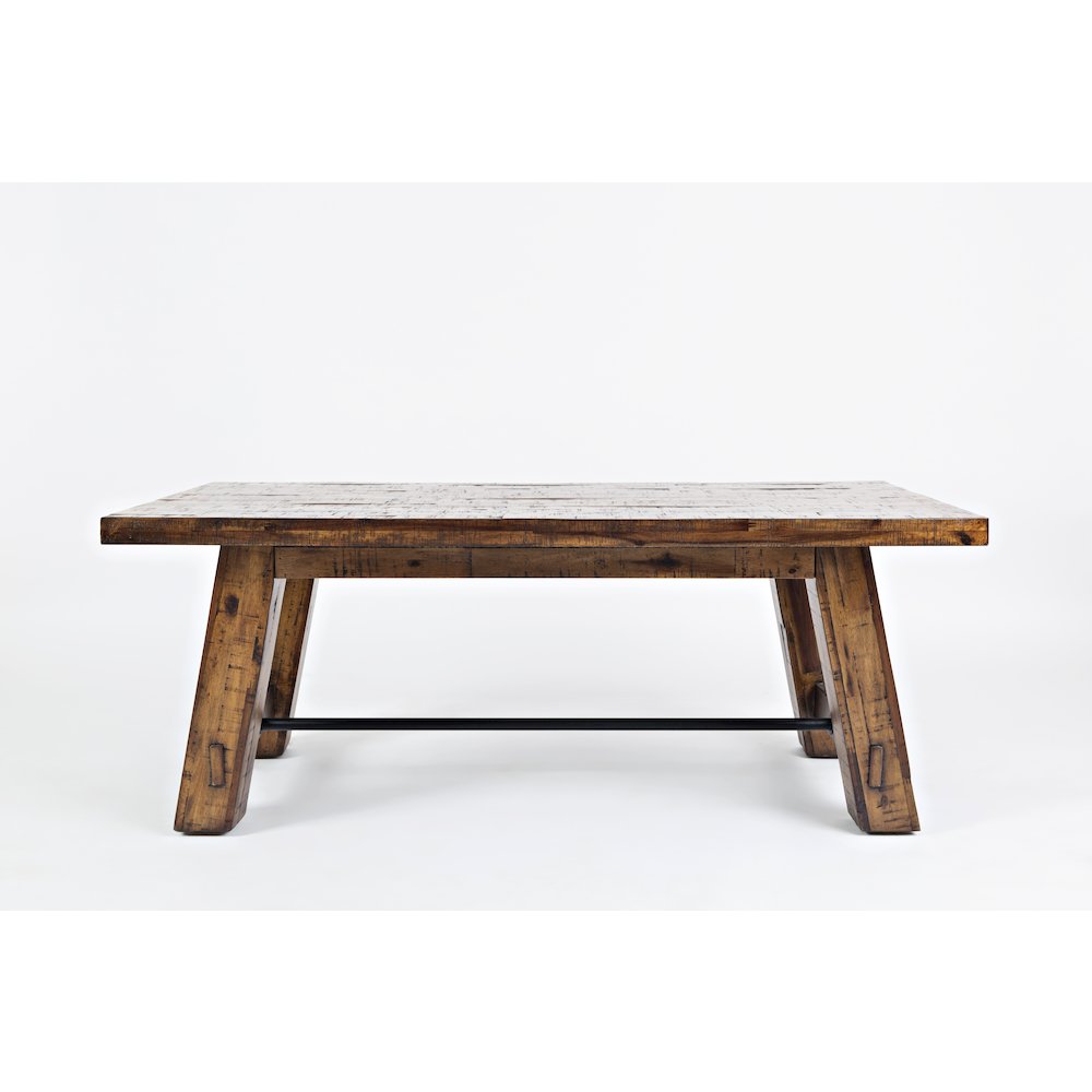 Cannon Valley Rustic Distressed Industrial Trestle 50" Coffee Table. Picture 1
