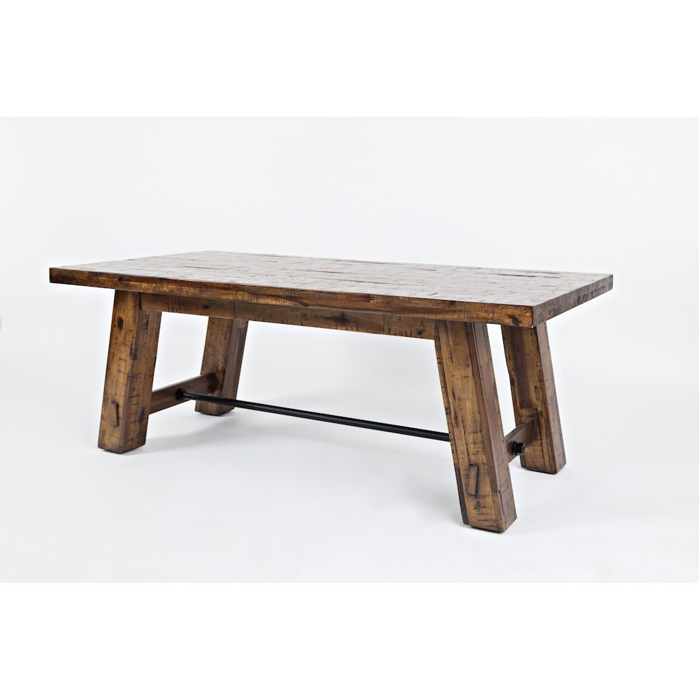 Cannon Valley Rustic Distressed Industrial Trestle 50" Coffee Table. Picture 2