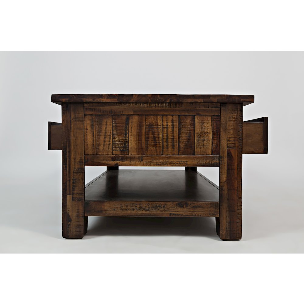Cannon Valley Distressed Industrial Three Drawer 48" Coffee Table. Picture 6