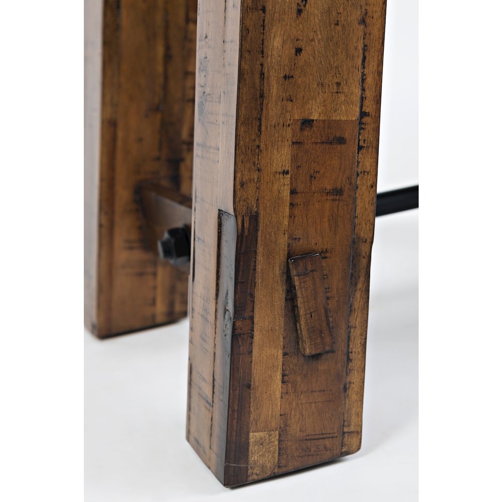 Cannon Valley Rustic Distressed Industrial Trestle End Table. Picture 9