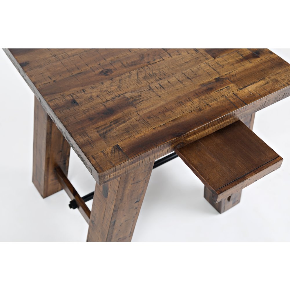Cannon Valley Rustic Distressed Industrial Trestle End Table. Picture 7