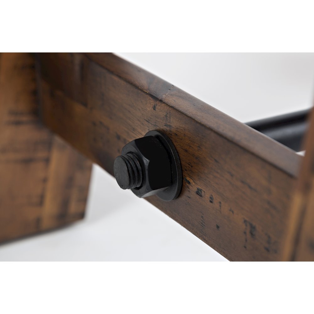 Cannon Valley Rustic Distressed Industrial Trestle End Table. Picture 6