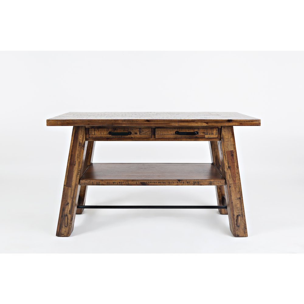 Cannon Valley Distressed Industrial Trestle 50" Sofa Table. Picture 1