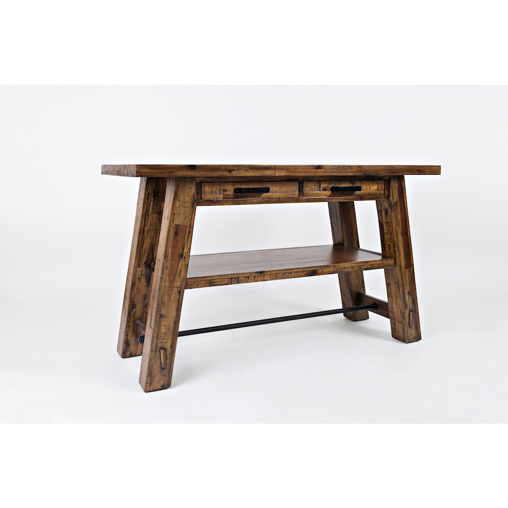 Cannon Valley Distressed Industrial Trestle 50" Sofa Table. Picture 3