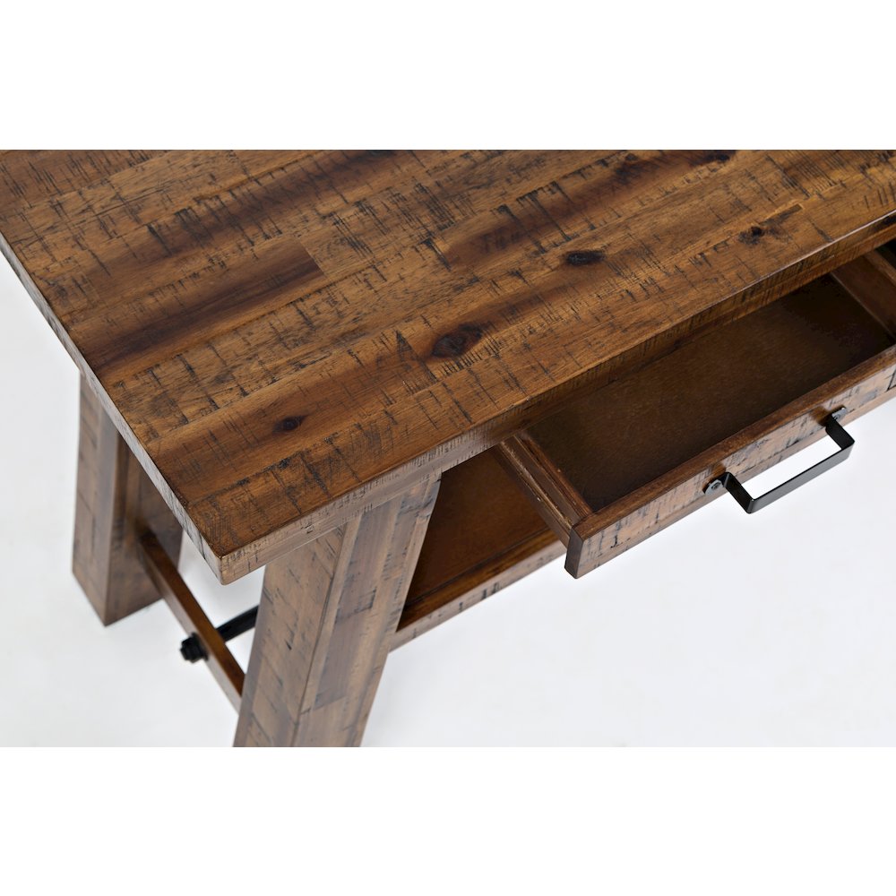 Cannon Valley Distressed Industrial Trestle 50" Sofa Table. Picture 6