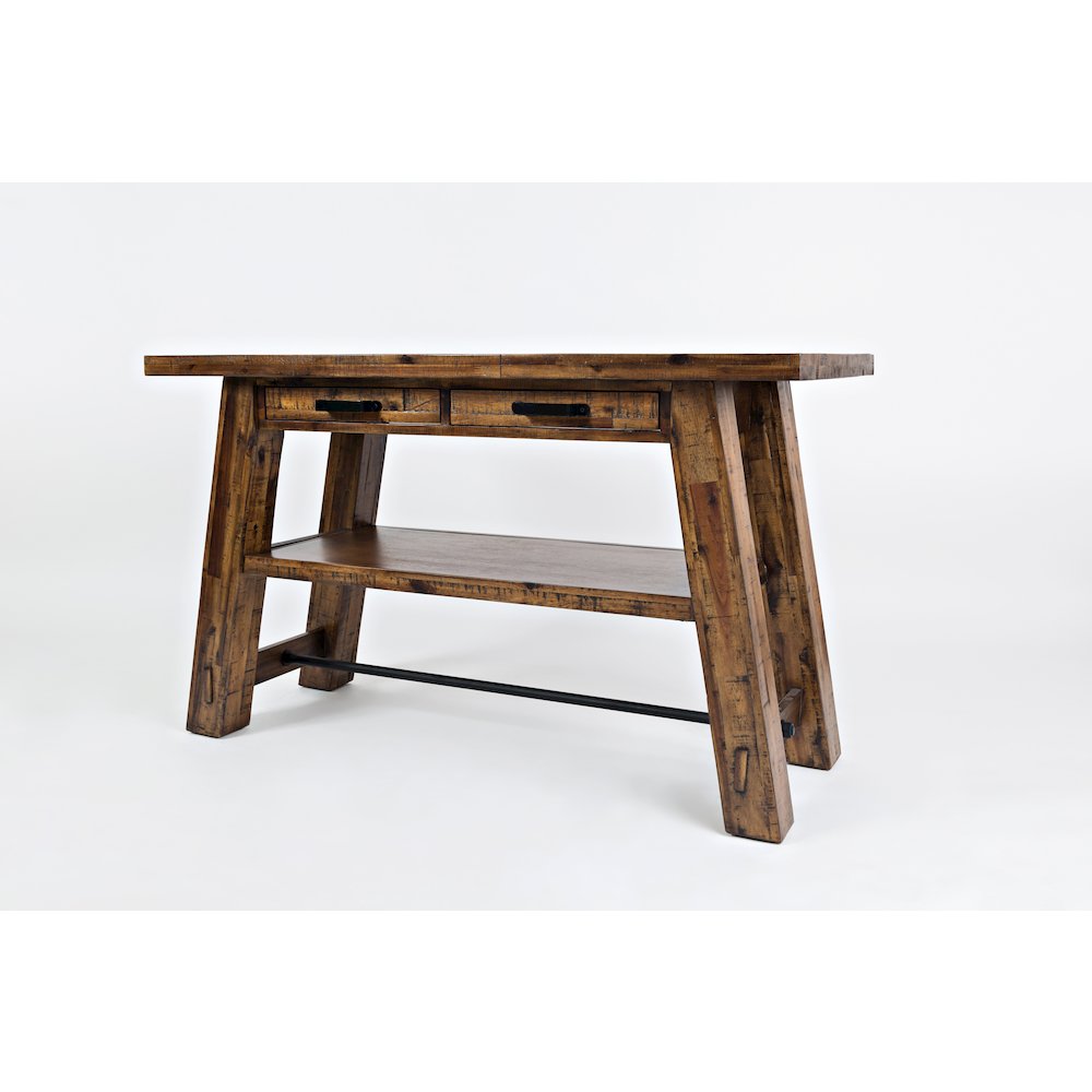 Cannon Valley Distressed Industrial Trestle 50" Sofa Table. Picture 2