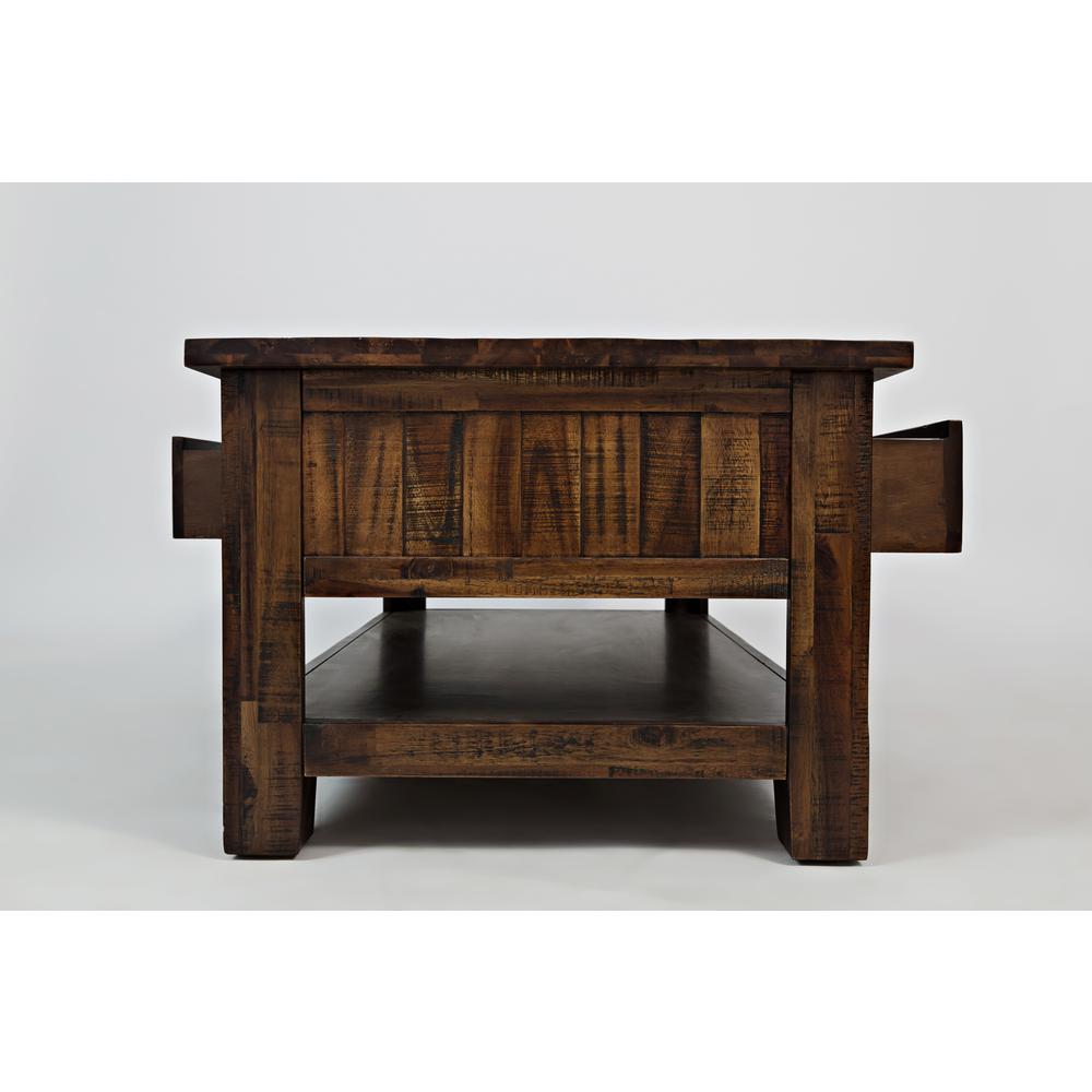 48-Inch Gray Coffee Table with Three Drawers, Acacia and MDF Construction. Picture 6