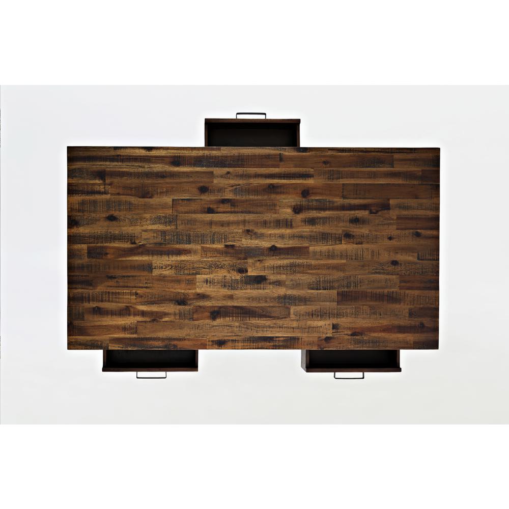 48-Inch Gray Coffee Table with Three Drawers, Acacia and MDF Construction. Picture 7