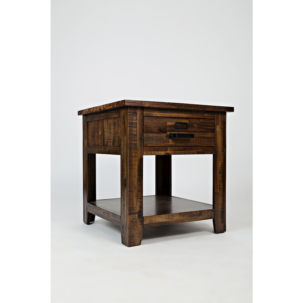 Cannon Valley Distressed Industrial End Table. Picture 3