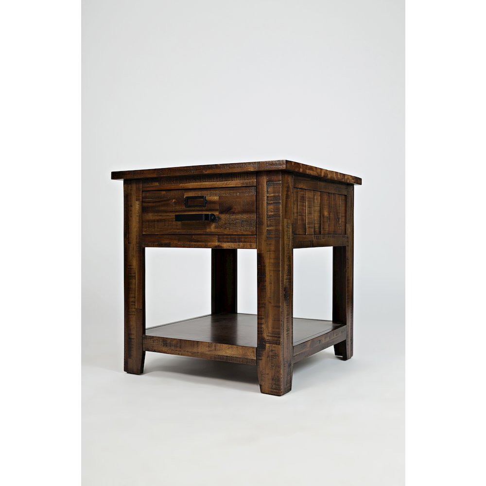 Cannon Valley Distressed Industrial End Table. Picture 2