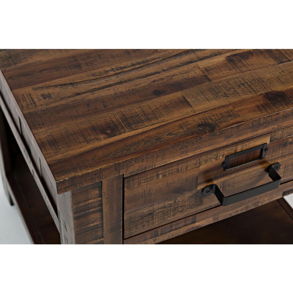 Gray Distressed Industrial End Table with Acacia and MDF Construction. Picture 3