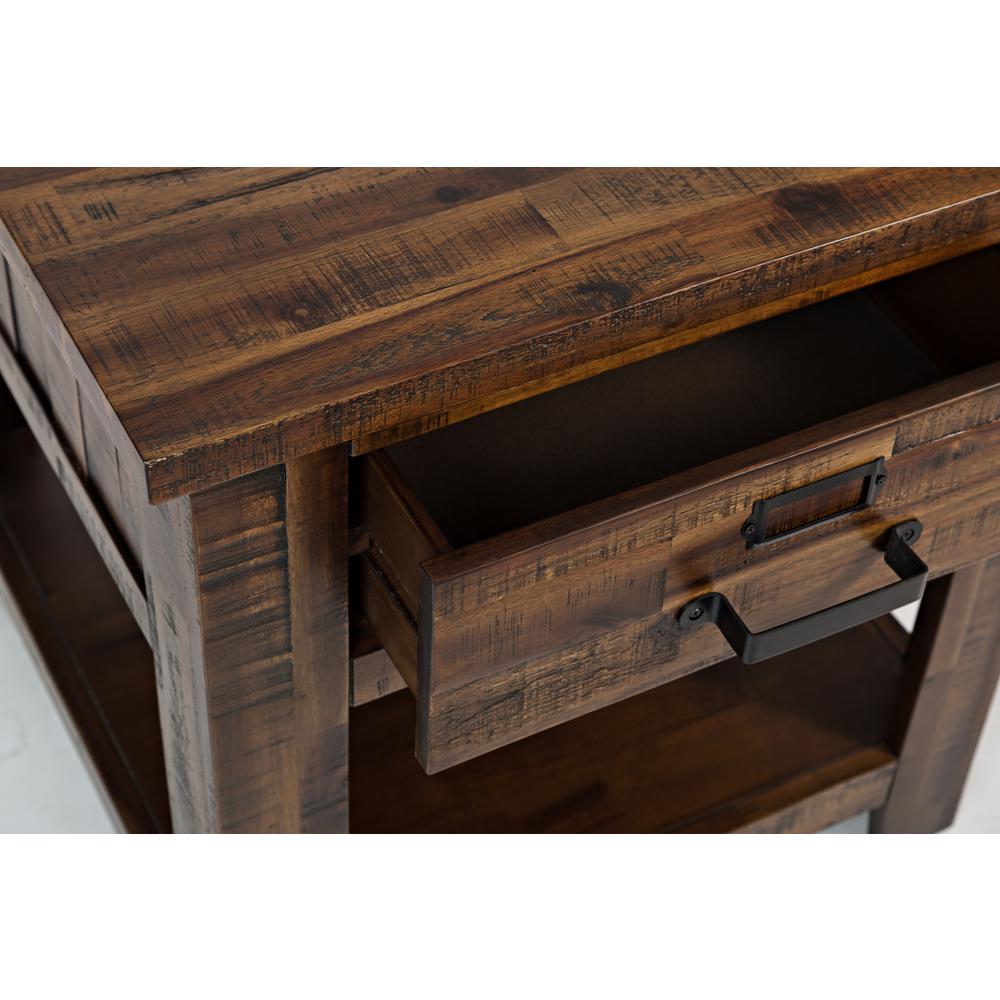 Gray Distressed Industrial End Table with Acacia and MDF Construction. Picture 6