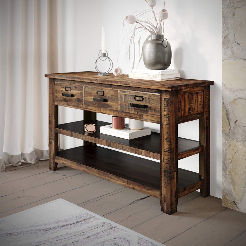 Cannon Valley Distressed Industrial 50" Sofa Table. Picture 2