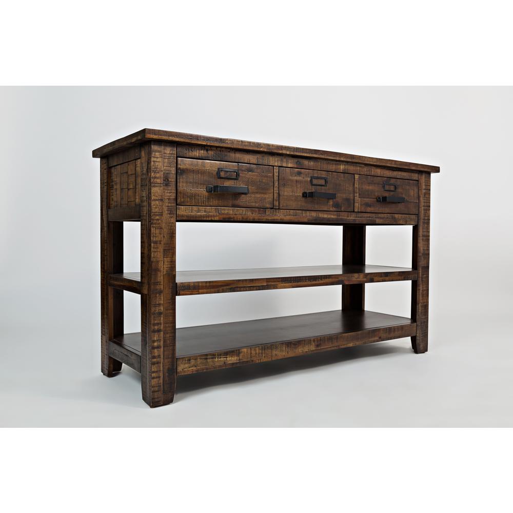 50-Inch Gray Sofa Table with Distressed Industrial Design, Acacia Construction. Picture 2