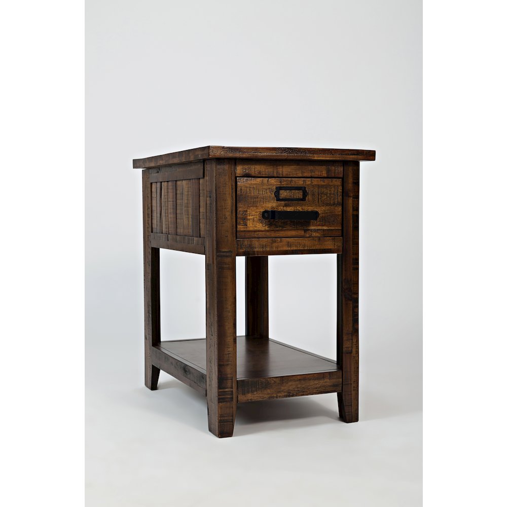 Cannon Valley Distressed Industrial One Drawer Chairside Table. Picture 4