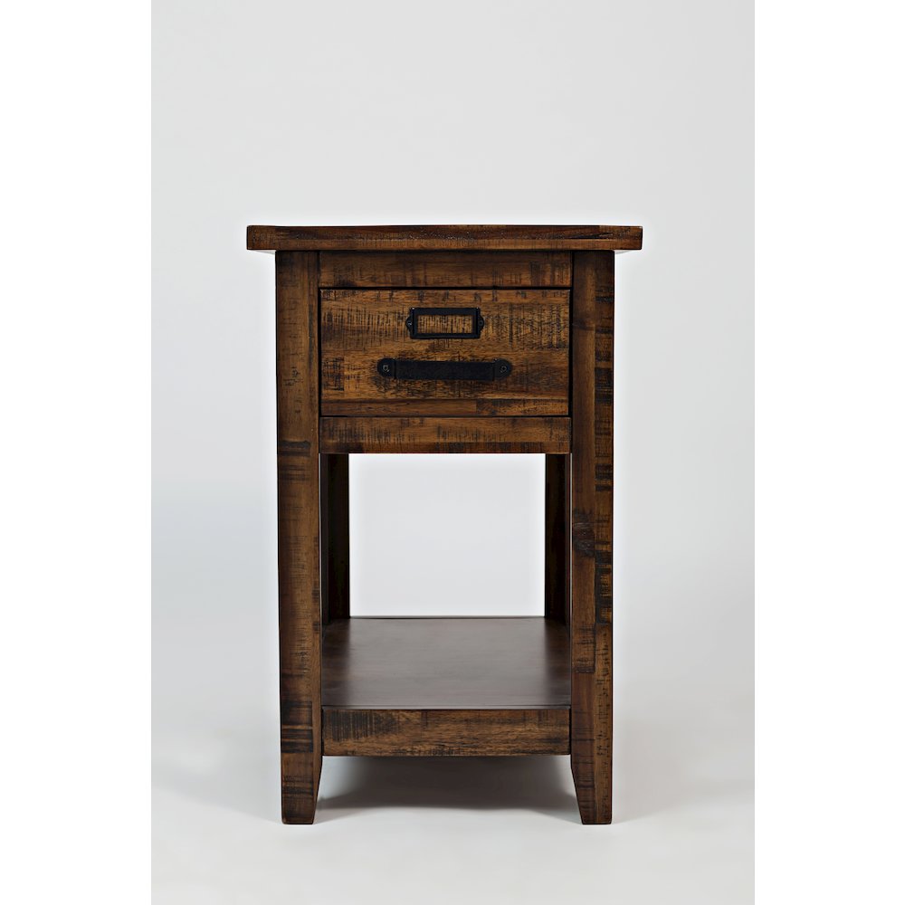 Cannon Valley Distressed Industrial One Drawer Chairside Table. Picture 1