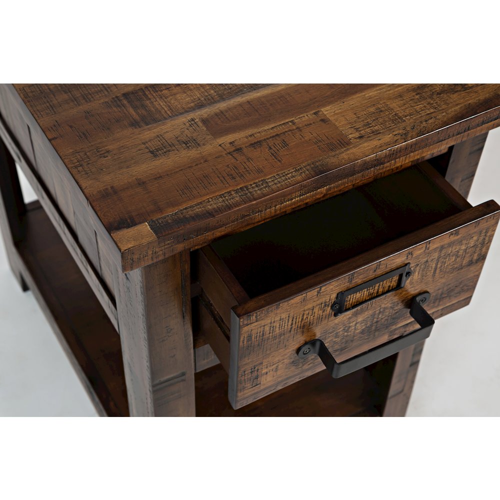 Cannon Valley Distressed Industrial One Drawer Chairside Table. Picture 5