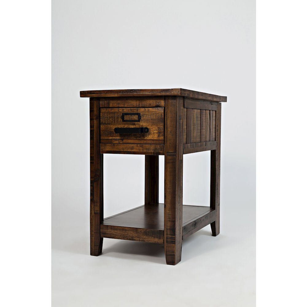 Cannon Valley Distressed Industrial One Drawer Chairside Table. Picture 3