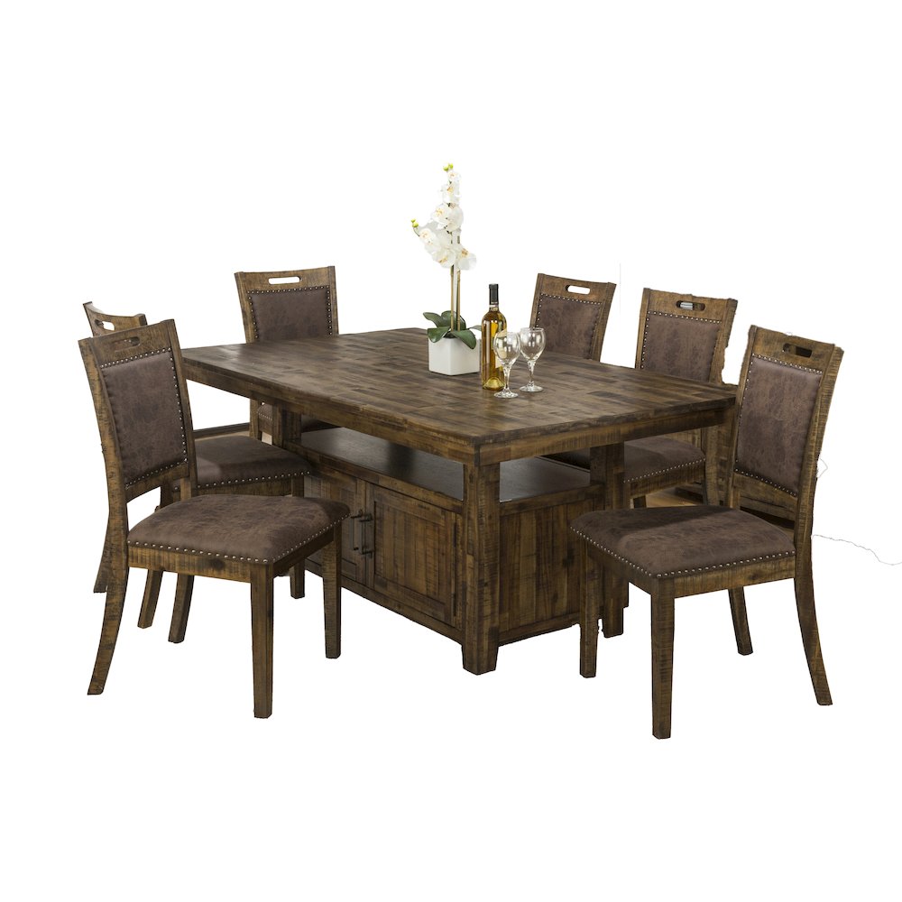 Cannon Valley Rustic Industrial Brown 72" Table + 6 Upholstered Dining Chairs. Picture 2