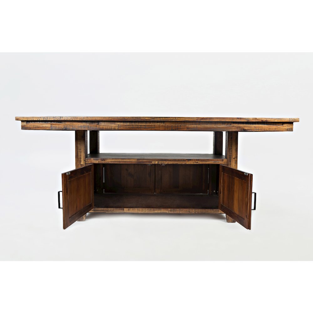 Distressed Industrial 72" Distressed Dining Table with Storage Base and Height. Picture 9