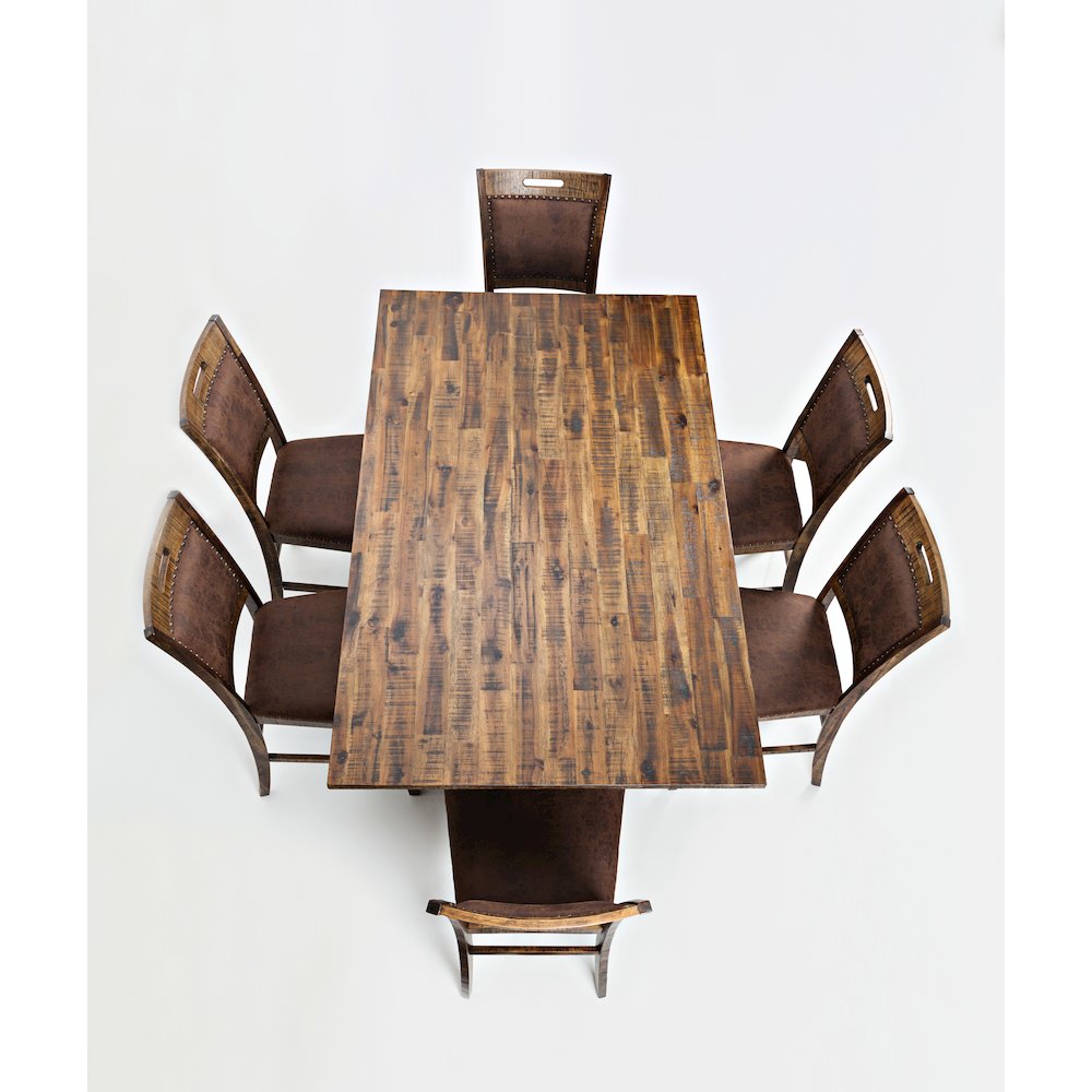 Cannon Valley Rustic Industrial Brown 72" Table + 6 Upholstered Counter Stools. Picture 6