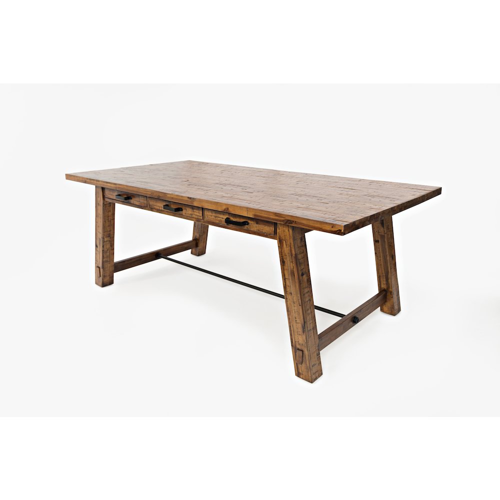 Cannon Valley Distressed Industrial 82" Trestle Dining Table. Picture 3
