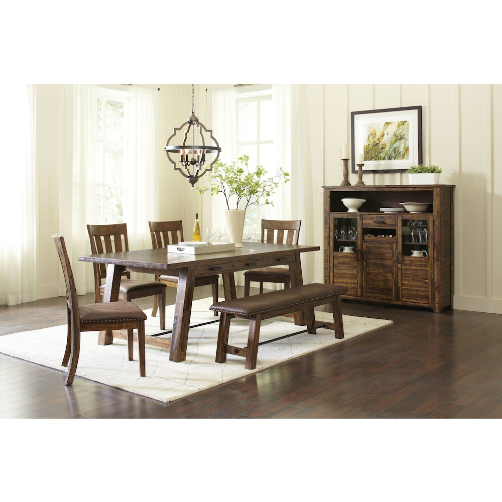 Cannon Valley Distressed Industrial 82" Trestle Dining Table. Picture 2