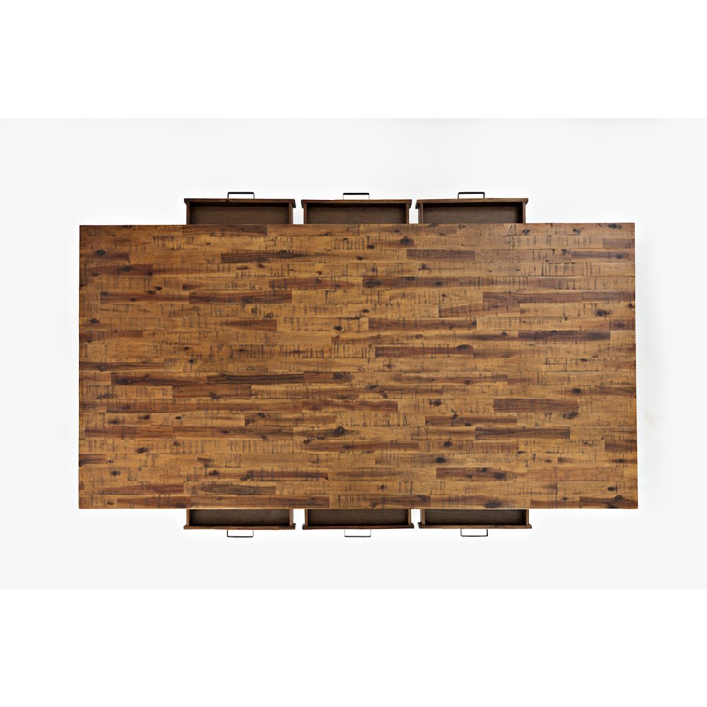 Cannon Valley Distressed Industrial 82" Trestle Dining Table. Picture 7