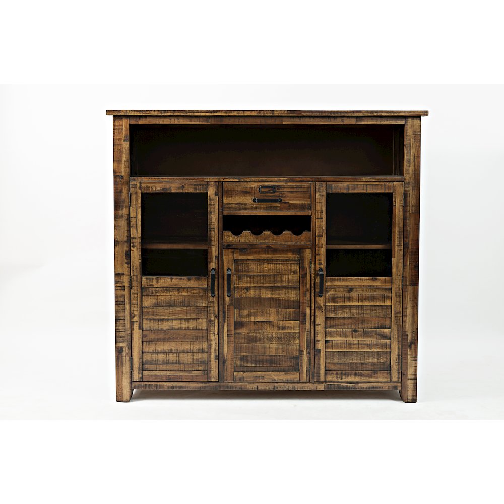 Cannon Valley Distressed Industrial Wine Cabinet. Picture 1