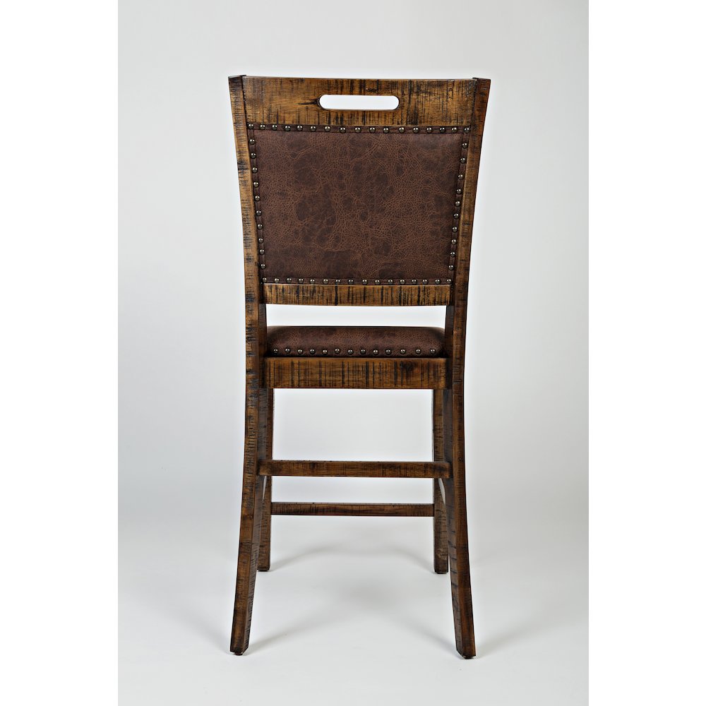 Distressed Industrial Nailhead Trim Upholstered Back Counter Stool (Set of 2). Picture 8