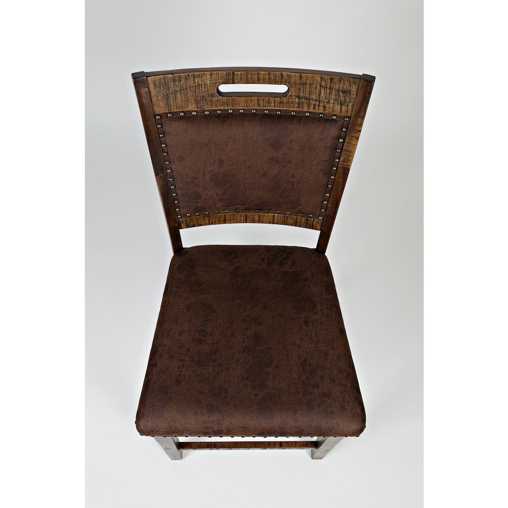Distressed Industrial Nailhead Trim Upholstered Back Counter Stool (Set of 2). Picture 7