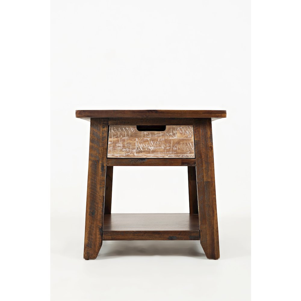 Painted Canyon Rustic Solid Acacia  End Table. Picture 1