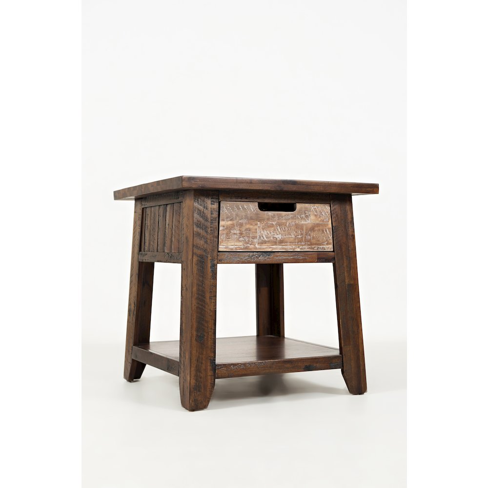 Painted Canyon Rustic Solid Acacia  End Table. Picture 4