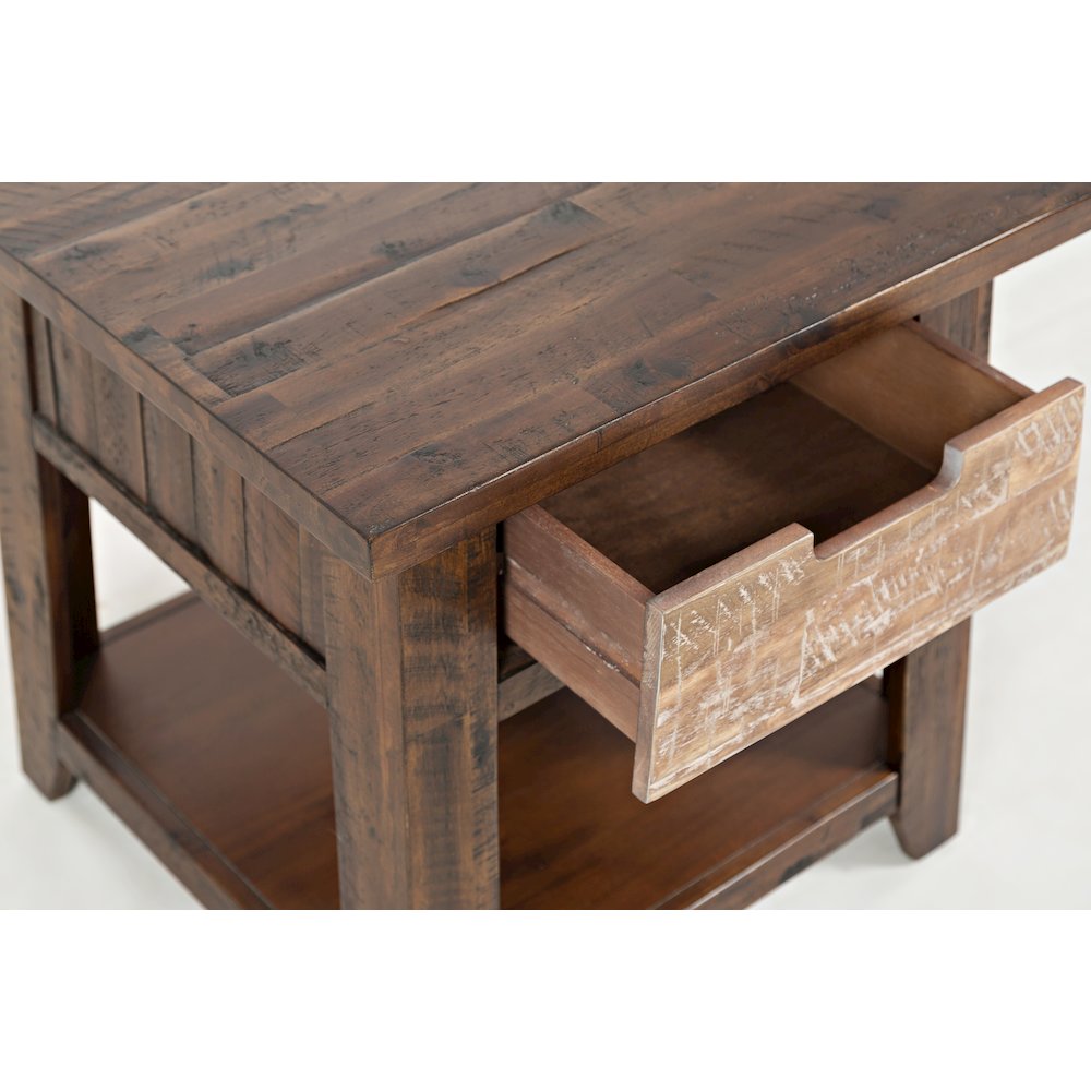 Painted Canyon Rustic Solid Acacia  End Table. Picture 5