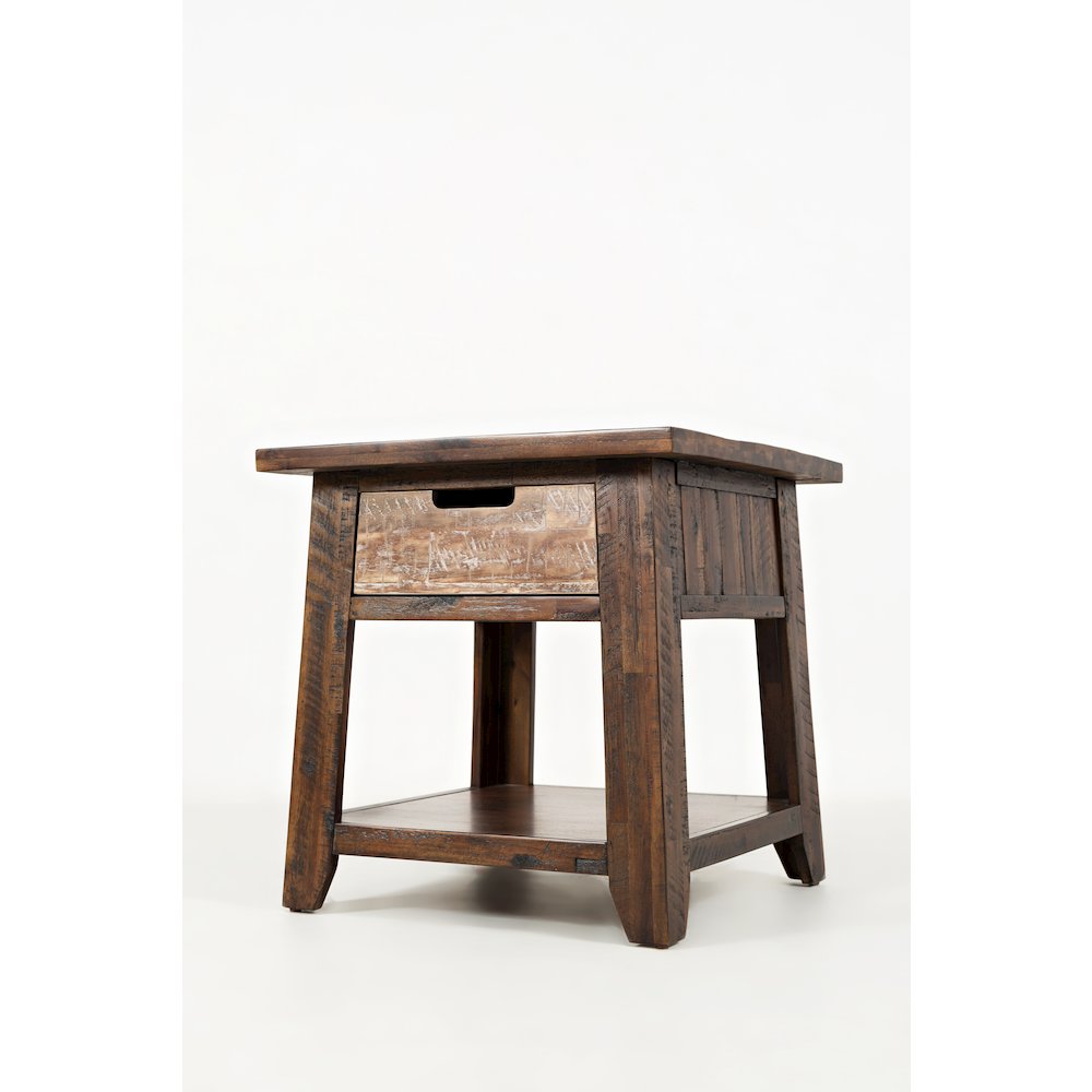Painted Canyon Rustic Solid Acacia  End Table. Picture 3