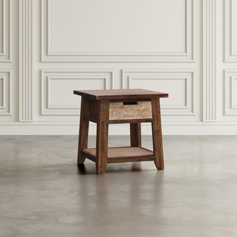 Painted Canyon Rustic Solid Acacia  End Table. Picture 9