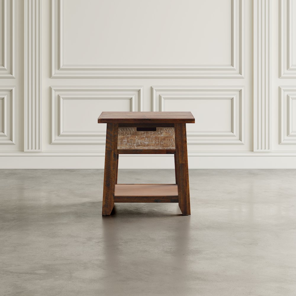Painted Canyon Rustic Solid Acacia  End Table. Picture 8
