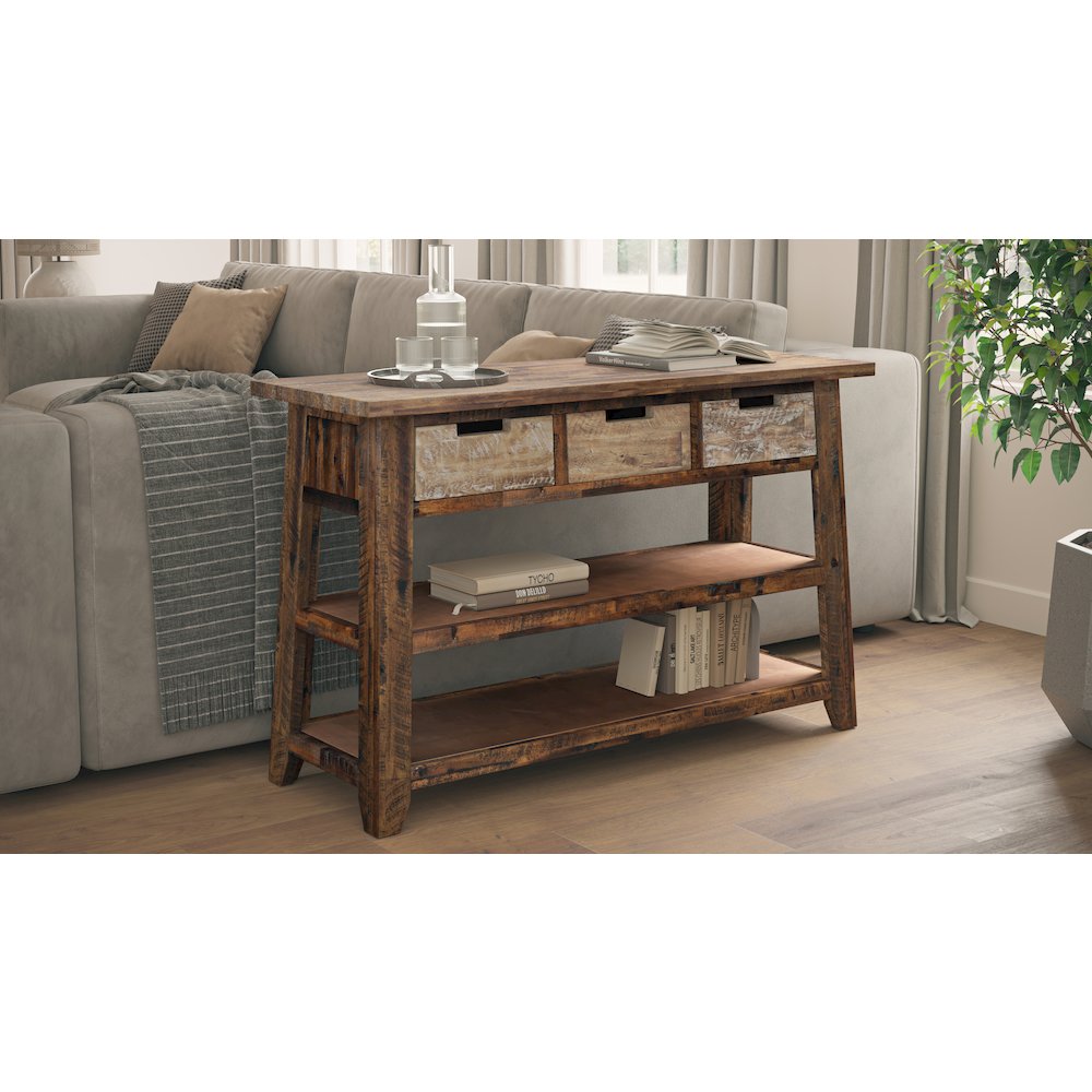 Painted Canyon Rustic Solid Acacia 50" Sofa Table. Picture 2