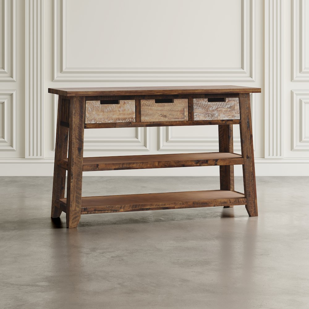 Painted Canyon Rustic Solid Acacia 50" Sofa Table. Picture 11