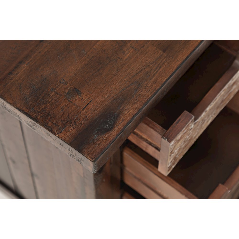 Painted Canyon Rustic Solid Acacia USB Charging End Table. Picture 6