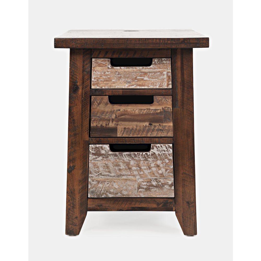 Painted Canyon Rustic Solid Acacia USB Charging End Table. Picture 1