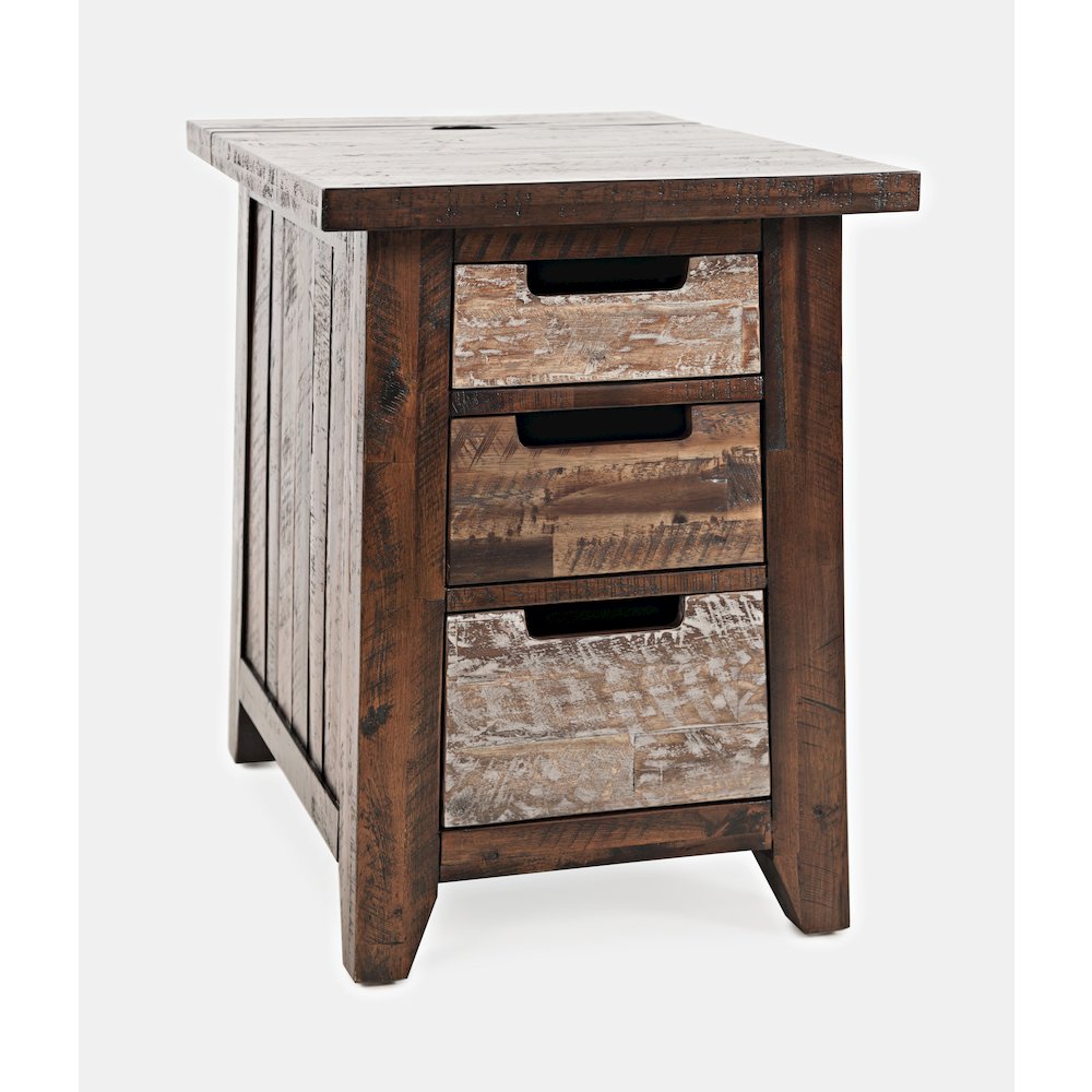 Painted Canyon Rustic Solid Acacia USB Charging End Table. Picture 4